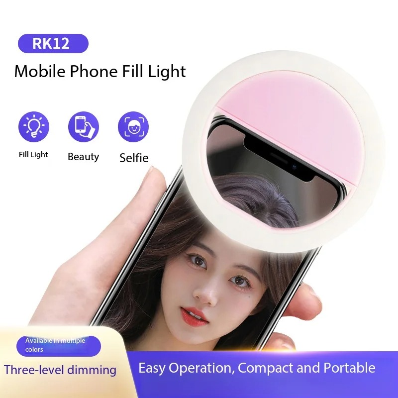 Photography Lighting Handheld - Wiederaufladbares Clip-On-Selfie-Ringlicht mit 3 einstellbaren Stufen,