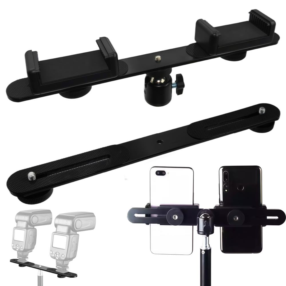 Photography Video Lighting Kit With Adjustable Tripod Stand - 1/4'' Dual-Blitzhalterung mit gerader Verlängerungsstange für