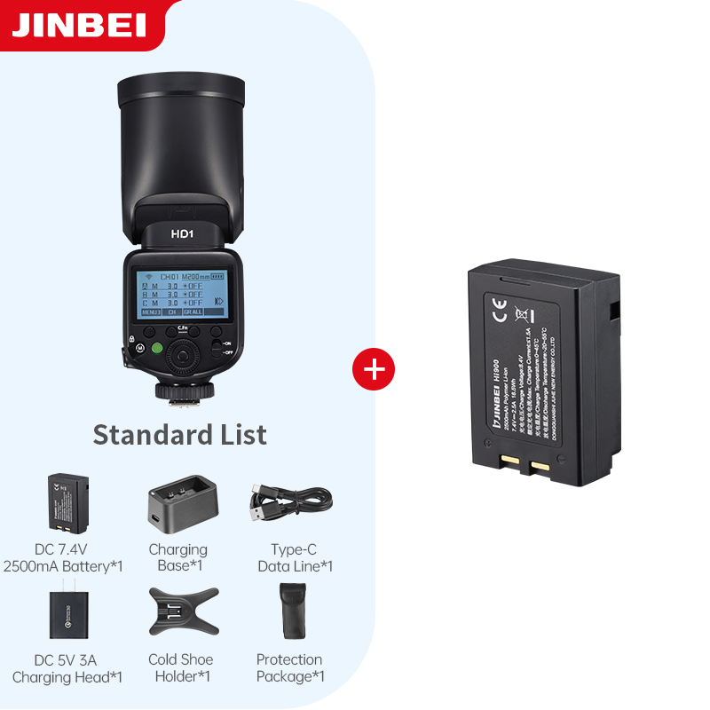 Photography With Lighting - JINBEI HD-1 Rundkopf-HSS-Speedlite Outdoor-Fotografie-Kamerablitzlicht Li-Ionen-Akku-Kit mit