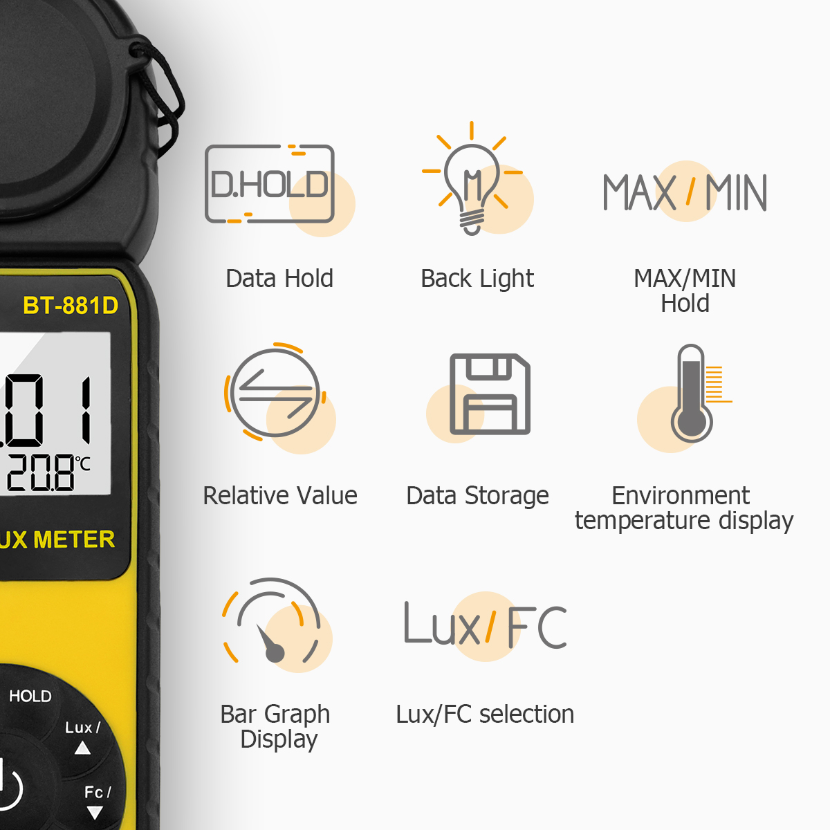 Photography Lighting Handheld - Digitales Luxmeter, 400.000 Lux, tragbares Lichtmessgerät,