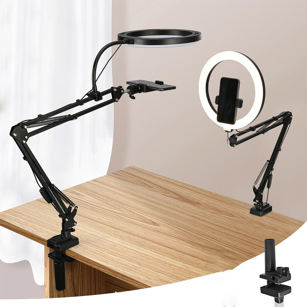 Photography Video Lighting Kit With Adjustable Tripod Stand - Ringlicht mit Ständer und Telefonhalter, USB-Ringlicht