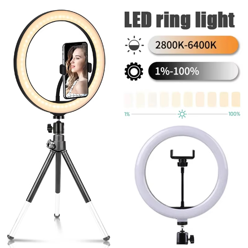 Photography Lighting Wand - 10 Zoll Selfie-Ringlicht Fotografie-Beleuchtung LED-Ringlampe mit