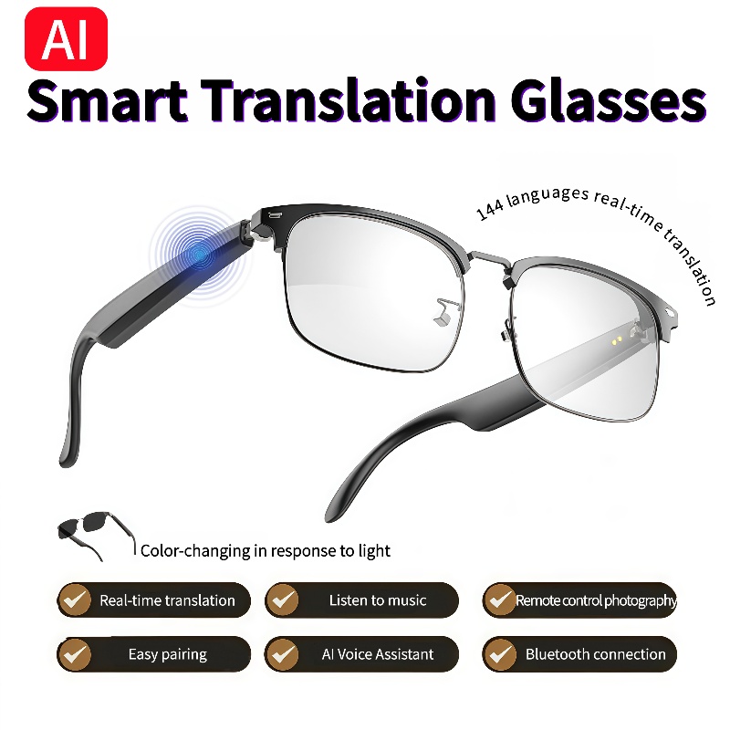Photography Lighting Ai - GS13 KI-Smartbrille mit Farbwechsel-Gläsern, Bluetooth-Anruffunktion, für