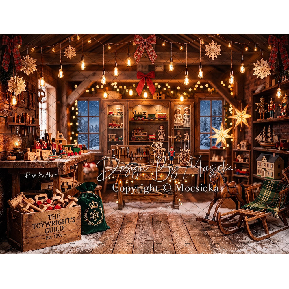 Photography Lighting For Indoor - Mocsicka Weihnachtsmann Spielzeugwerkstatt Hintergrund Fotografie Weihnachten