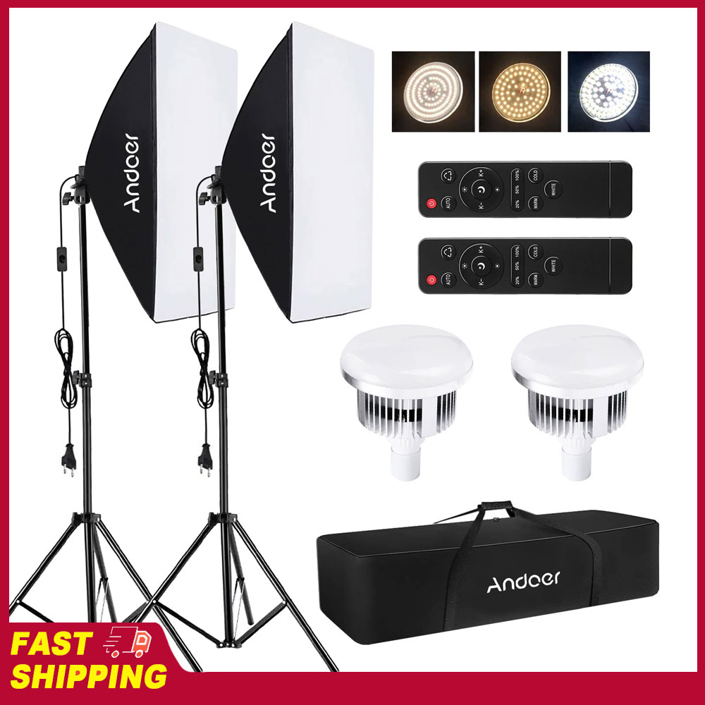 Photography Video Lighting Kit - Andoer Softbox-Beleuchtungsset Studio-Fotografie-Lichtset mit 85W 2800K-5700K