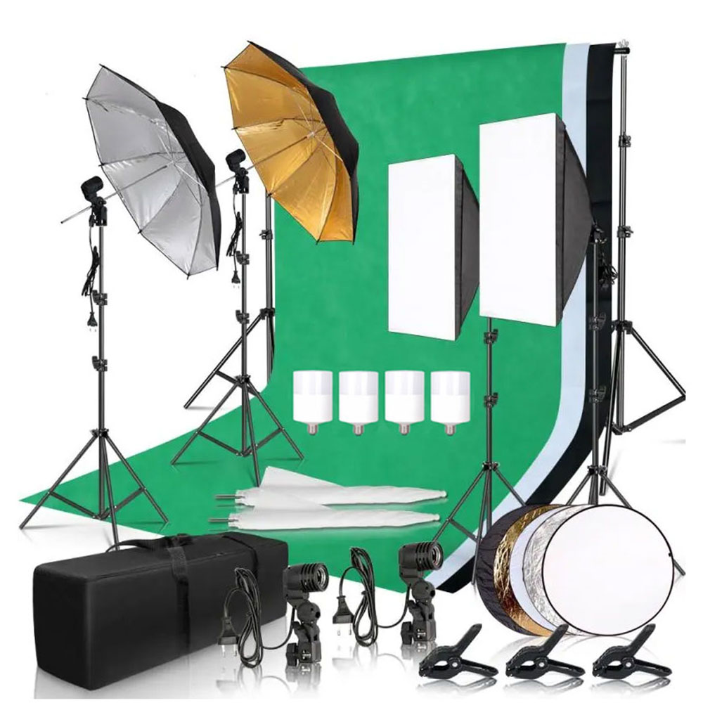 Photography Lighting Board - Fotografie-Fotostudio-Softbox-Beleuchtungsset mit 2,6x3M Hintergrundrahmen, 3 Stück