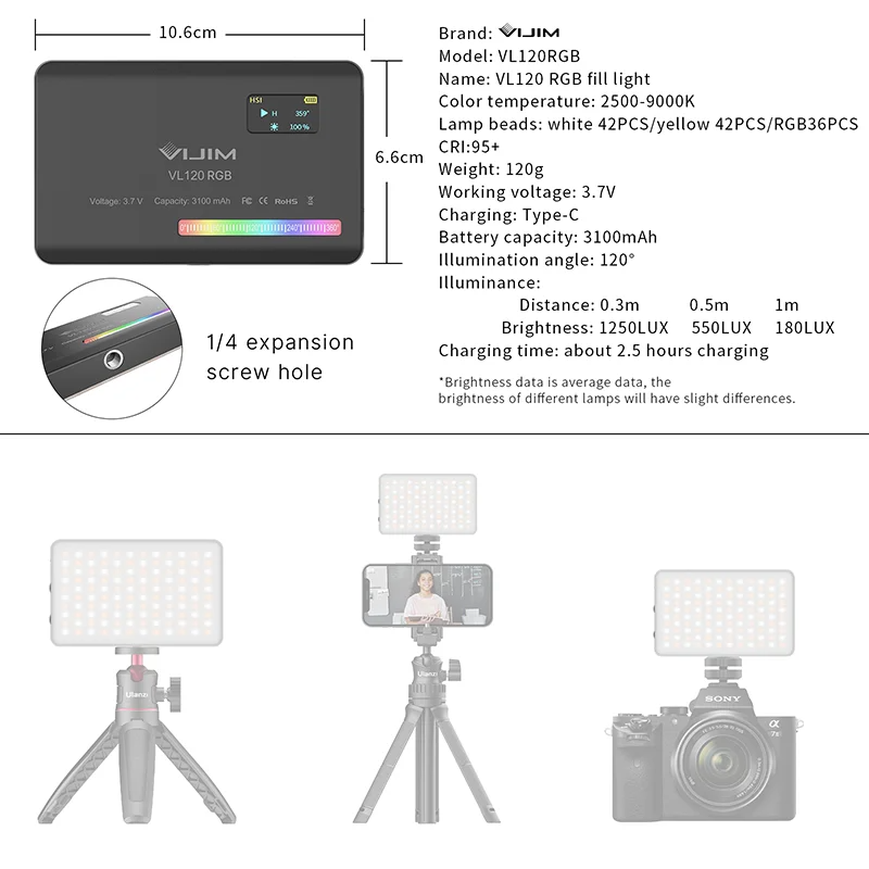 2026 Neu 120 RGB Taschen-Fill- – Photography Lighting Handheld Bewertung und Preis